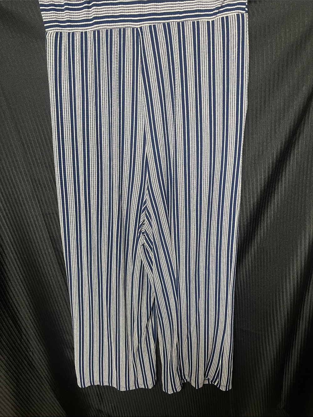 Rewind Blue and White Striped Short-Sleeve Jumpsuit - Picture 4 of 5